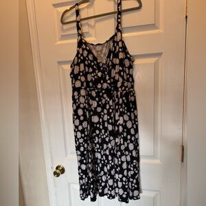 Torrid Black Midi Dress with White Floral Design